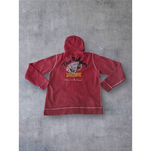 Vtg True Religion Embroidered Big Logo Zip Hoodie Retro Size XXL Red Y2K RARE - Picture 2 of 9